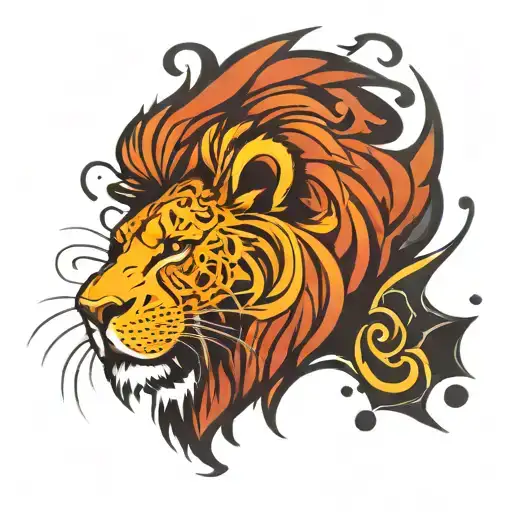 Leo Zodiac Symbol Intertwined Lion Roaring