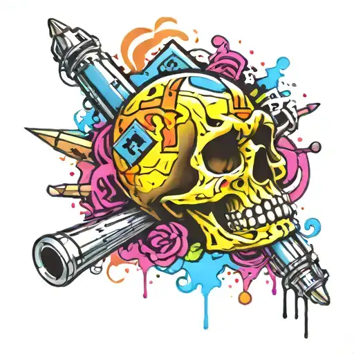 Skull Dice Bullets Laying