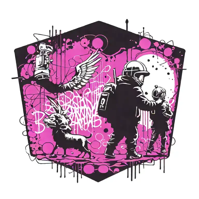 Ink Black Street Graffiti Art Using Vibrant Colors Inspired By Banksy