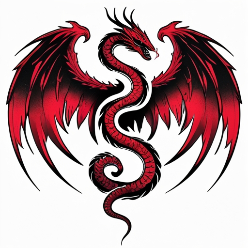 Crimson Serpent’s Wings Tattoo idea