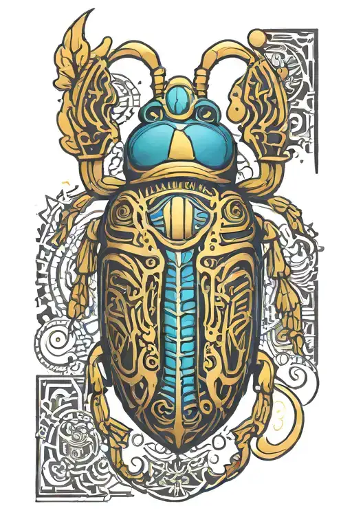 Golden And Turquoise Egyptian Scarab