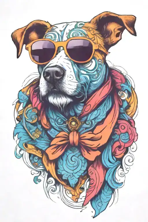 Dog Wearing Sunglasses With A Beard
