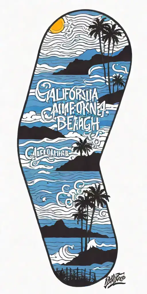 California Beach Landscape With Hip-hop Lyrics Integrated Into The Design