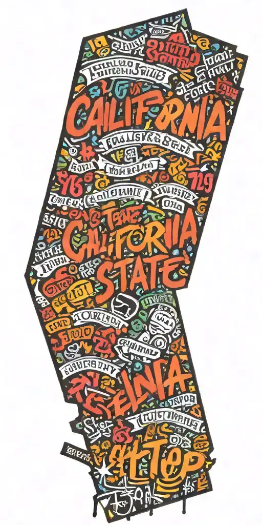 California State With Hip-hop Lyrics Integrated Into The Design