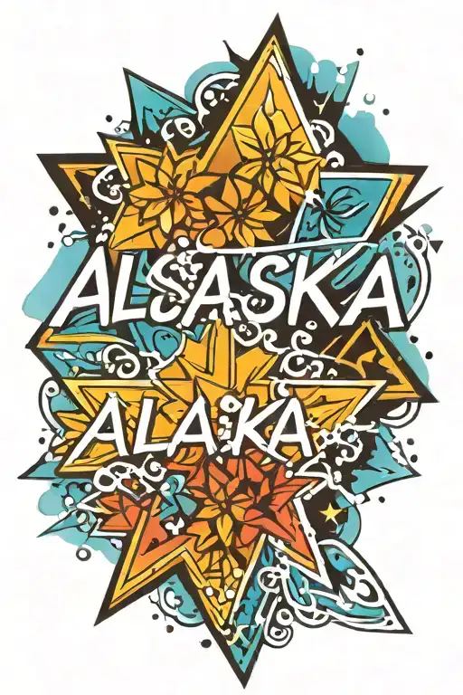 Alaska Fourteenth Geomatric Lettering 14 Star Snow