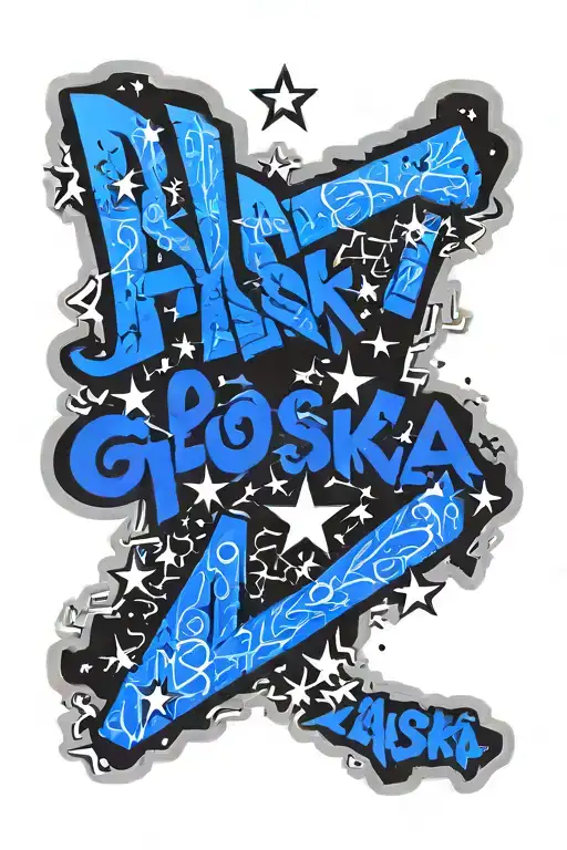 Alaska Geomatric Lettering 14 Star Snow B&w Music