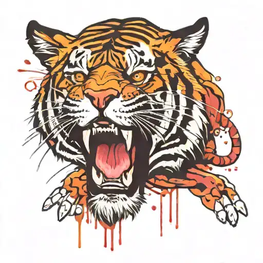 Street Art Tattoo Tiger