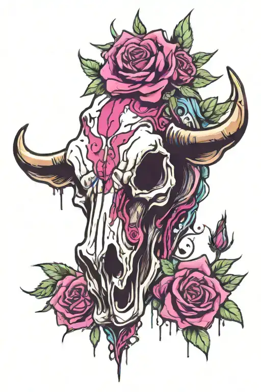 Cow Skull With Roses