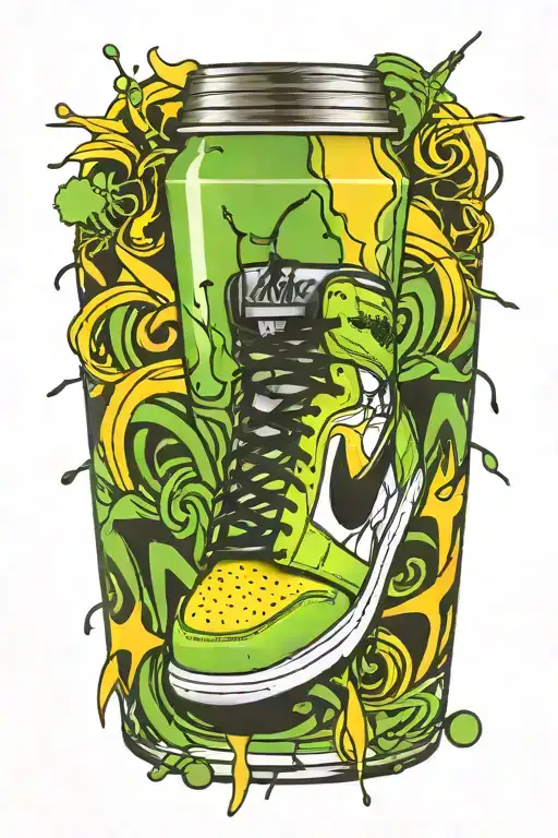 A Sleek And Stylish Cocktail Shaker Intertwined With A Pair Of Jordan 1 Sneakers