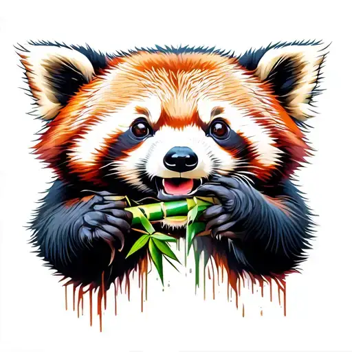 Red Panda Eating Bamboo Forest