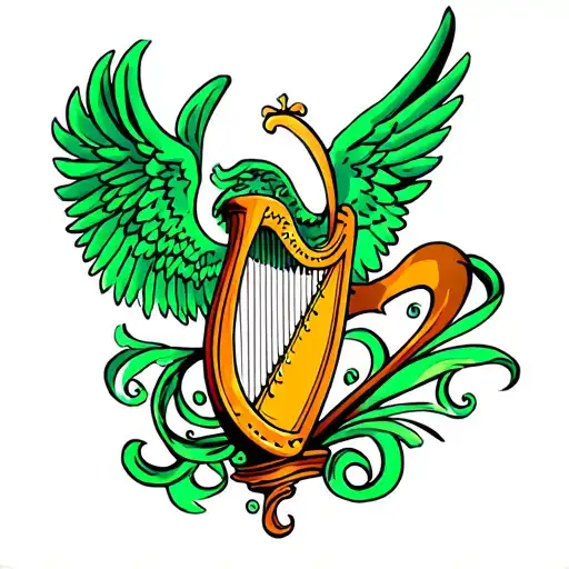 Irish Harp With Angel