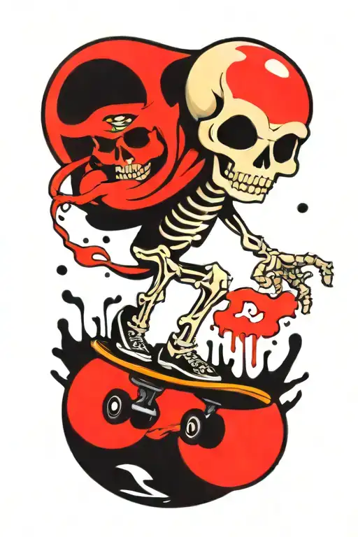 Skeleton Riding Skateboard