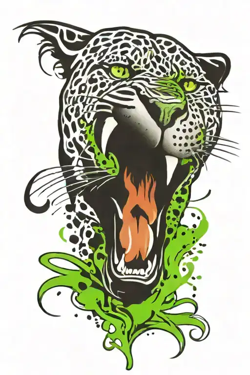 All Black Jaguar With Green Eyes And The Number 17 Written In Cursive