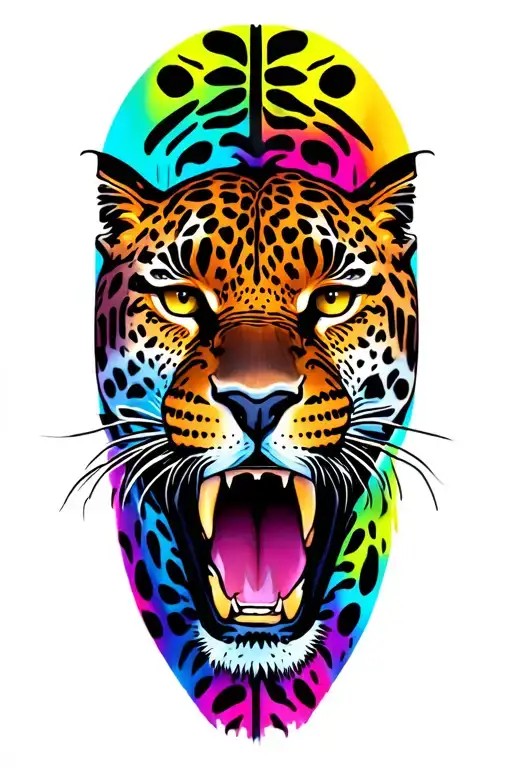 Leopard Growling Face And Neck