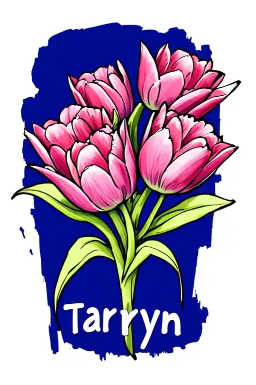 The Name Taryn With Tulips Around It