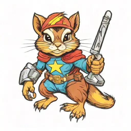 A Female Chipmunk Superhero Wielding The Power
