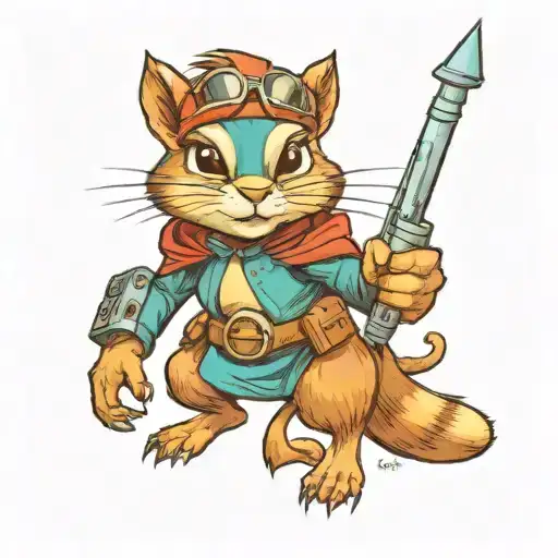 A Female Chipmunk Superhero Scientist Wearing Teal And Wielding The Power