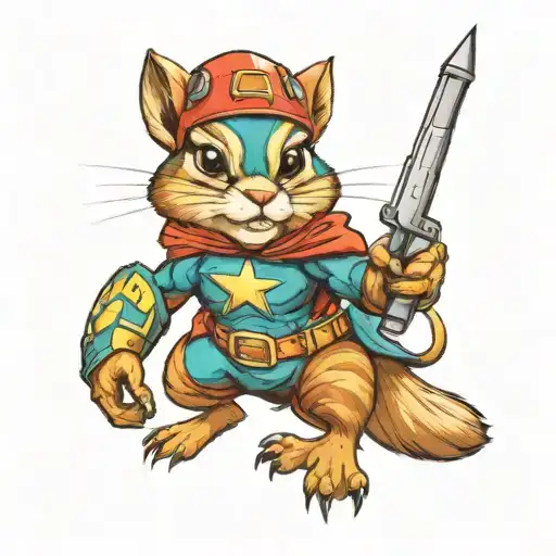 A Female Chipmunk Superhero Wearing Teal And Wielding The Power