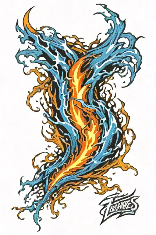 Flames Tornado With Blue Lightning Arcs
