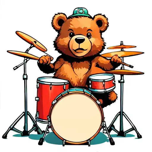 Little Bear Playing Drums