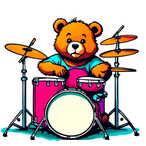 Little Bear Playing Drums