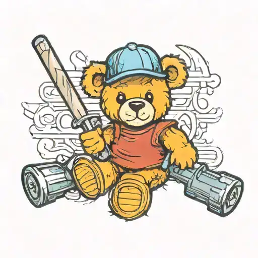 Teddy Bear Carpenter Holding A Hammer
