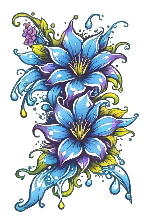 Flower With Drops Of Water