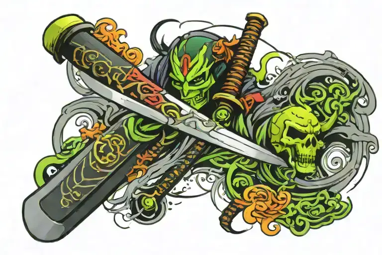 Katana On Which There Are Characters Instead Of A Blade