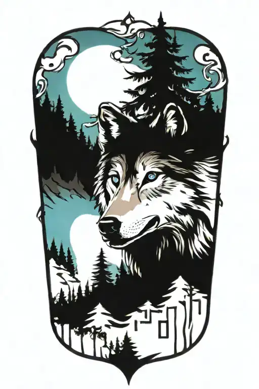 Wolf Blue Eyes Forest Landscape