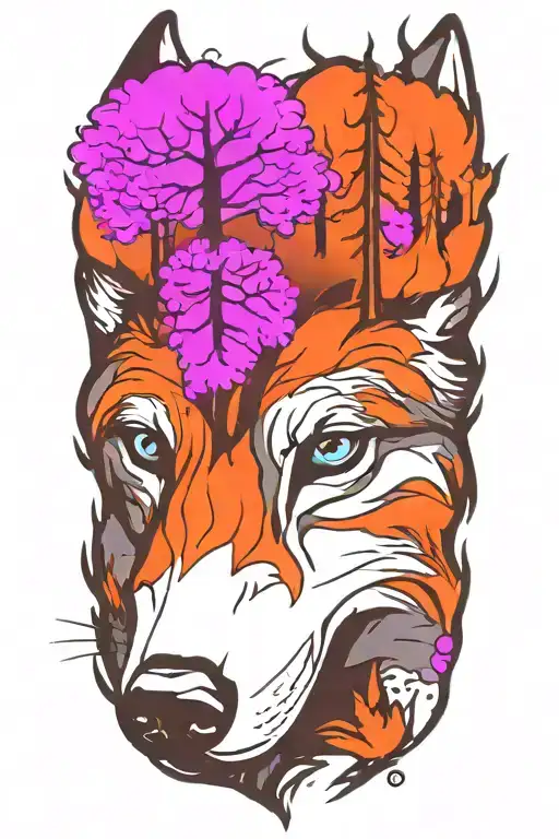 Wolf Blue Eyes Forest Landscape