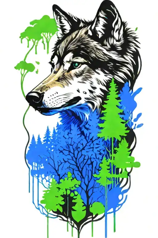 Wolf Blue Eyes Forest Landscape