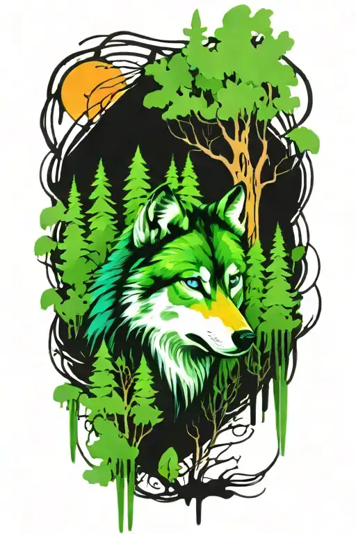 Wolf Blue Eyes Forest Landscape