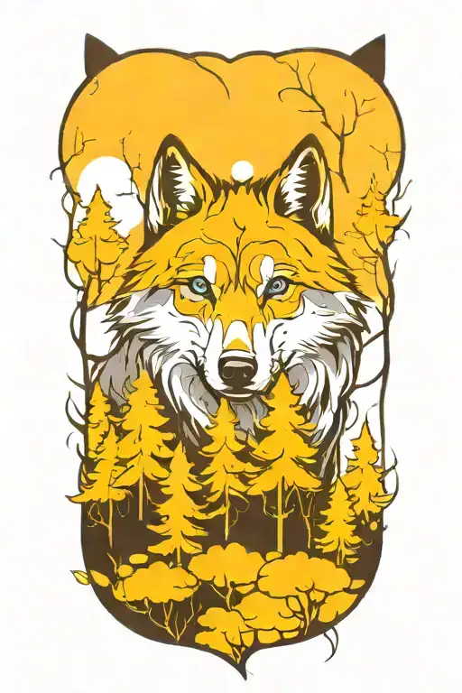 Wolf Blue Eyes Forest Landscape