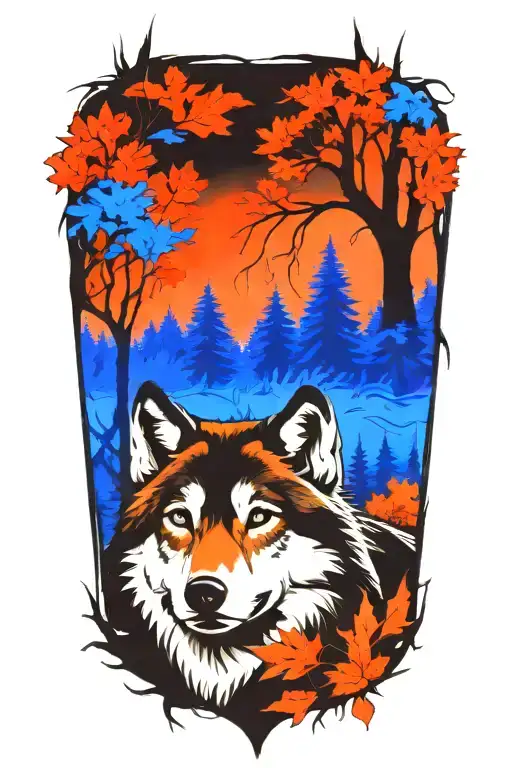 Wolf Blue Eyes Forest Landscape