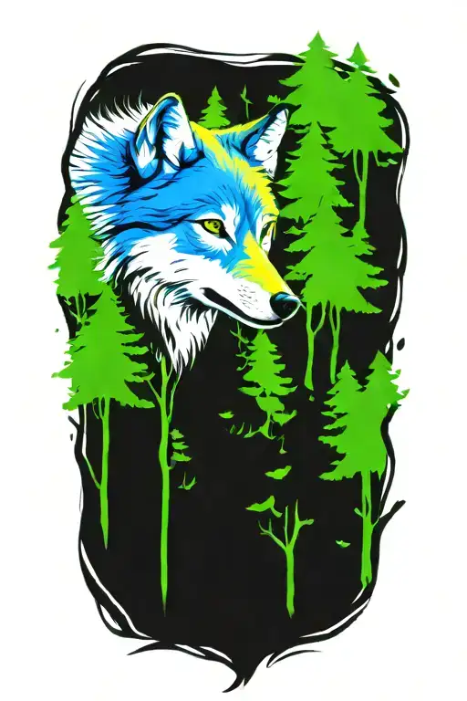 Wolf Blue Eyes Forest Landscape