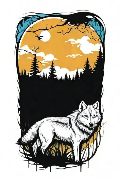 Wolf Blue Eyes Forest Landscape