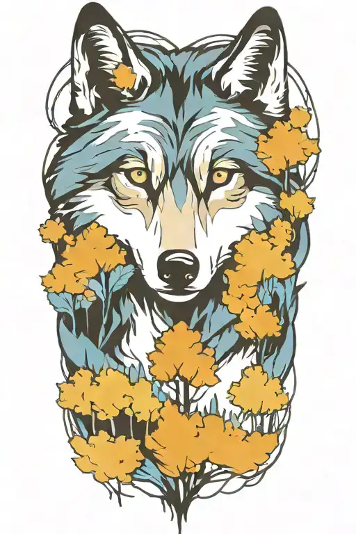 Wolf Blue Eyes Forest Landscape