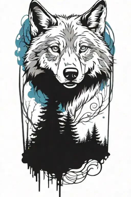 Wolf Blue Eyes Forest Landscape