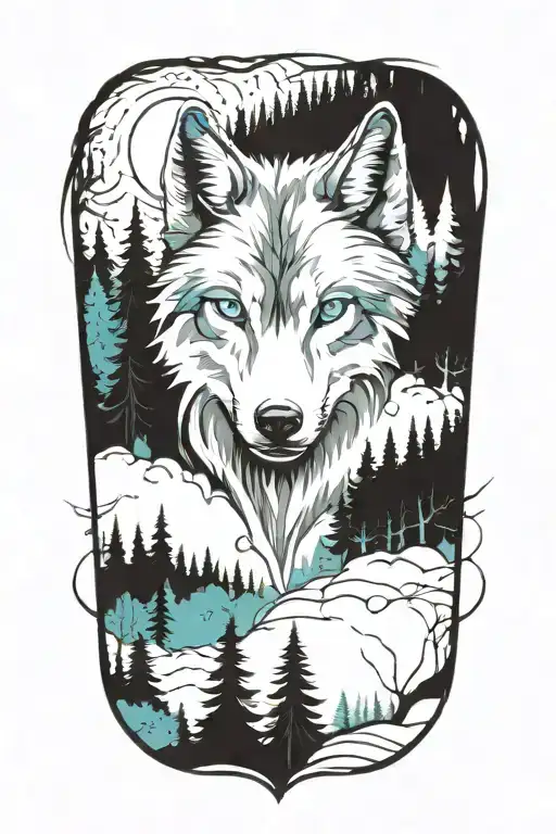 Wolf Blue Eyes Forest Landscape