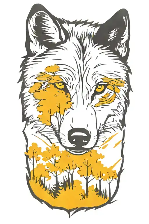 Wolf Blue Eyes Forest Landscape