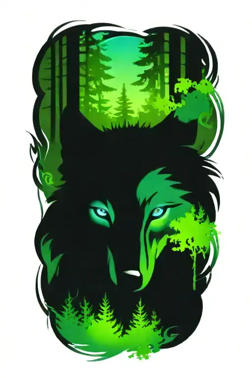 Wolf Blue Eyes Forest Landscape