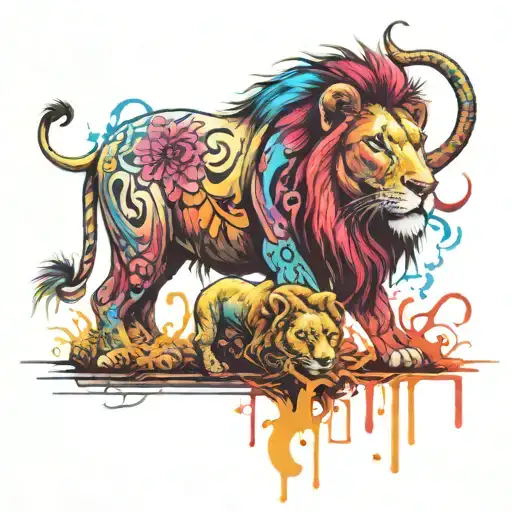 Lion And Elephant Blended