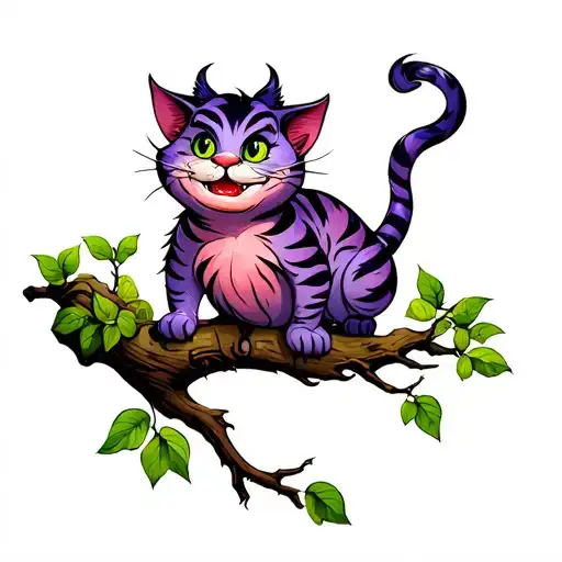 Happy Cheshire Cat In A Tree