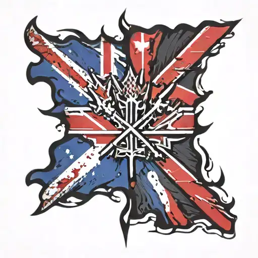 Canadian Flag And Scottish Flag Crossed Together Representing