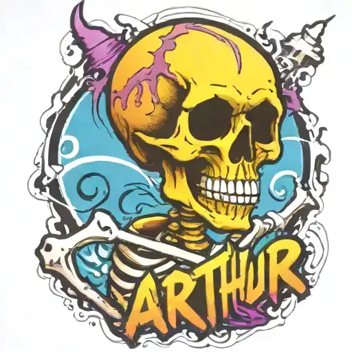 Creepy Skeleton With The Name Arthur Written