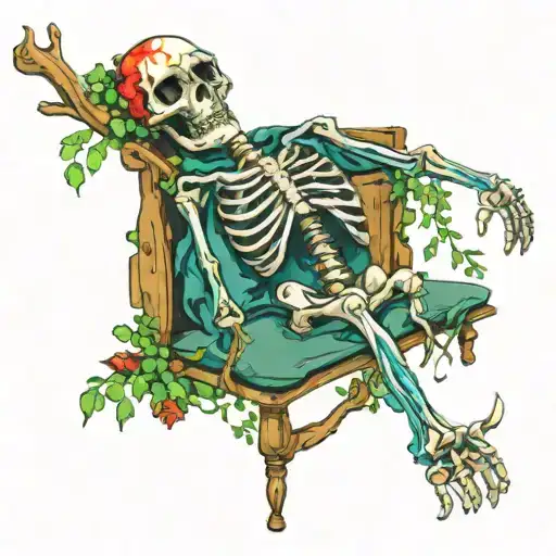 Skeleton Tied To A Bed On A Branch