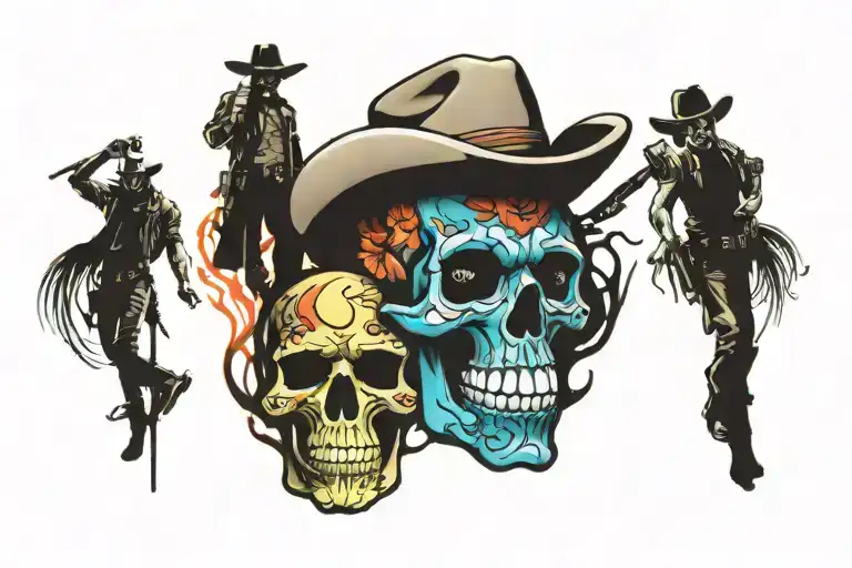 Cowboy And Skull Wearing