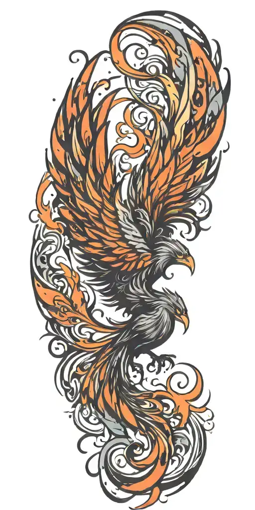 Sigma Male Symbol Pheonix Rising Phoenix From Fire Water Black And White
