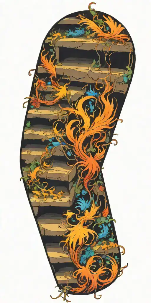 Phenix Rising From Fire Water Plants Growing Roots Erased-stairs