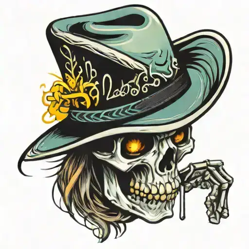 Skeleton Cowboy Hat & Smoking